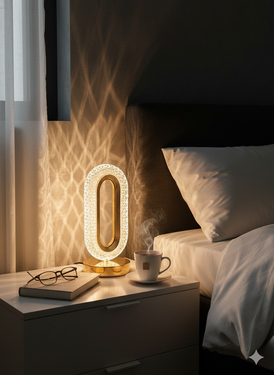 Luxury Crystal Lamp | Modern Rectangle LED Table Light with USB Rechargeable Battery for Bedroom & Office Decor