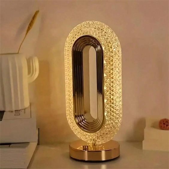Luxury Crystal Lamp | Modern Rectangle LED Table Light with USB Rechargeable Battery for Bedroom & Office Decor
