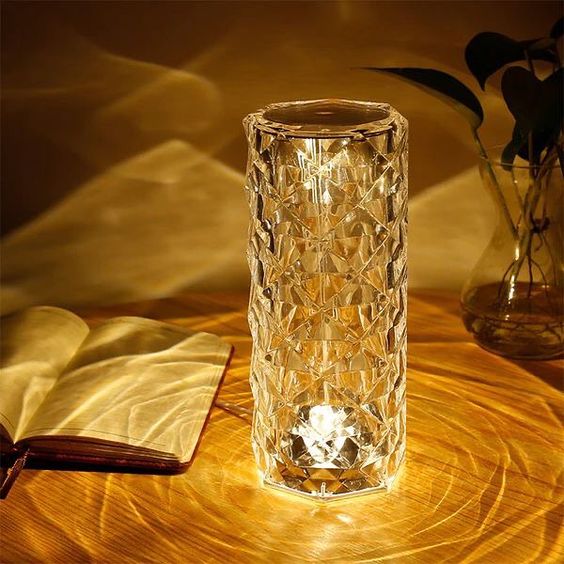 Rose Diamond Table Lamp | Touch Night Lamp with Remote Control for Bedroom, Living Room, Party Decor