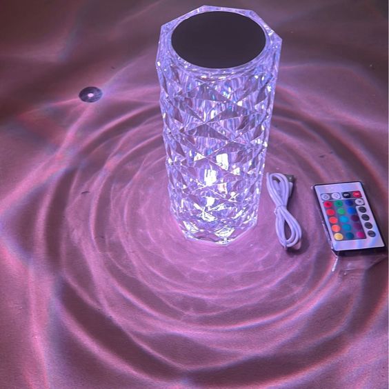 Rose Diamond Table Lamp | Touch Night Lamp with Remote Control for Bedroom, Living Room, Party Decor